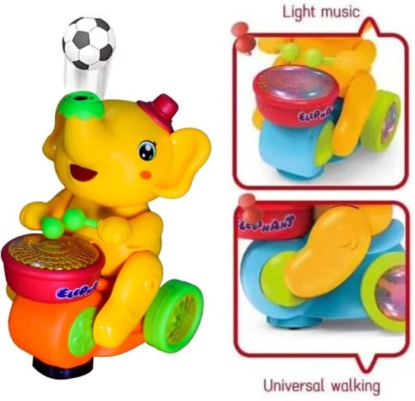 Walking Elephant Drummer Toy with Flashing Light & Sound - Image 8